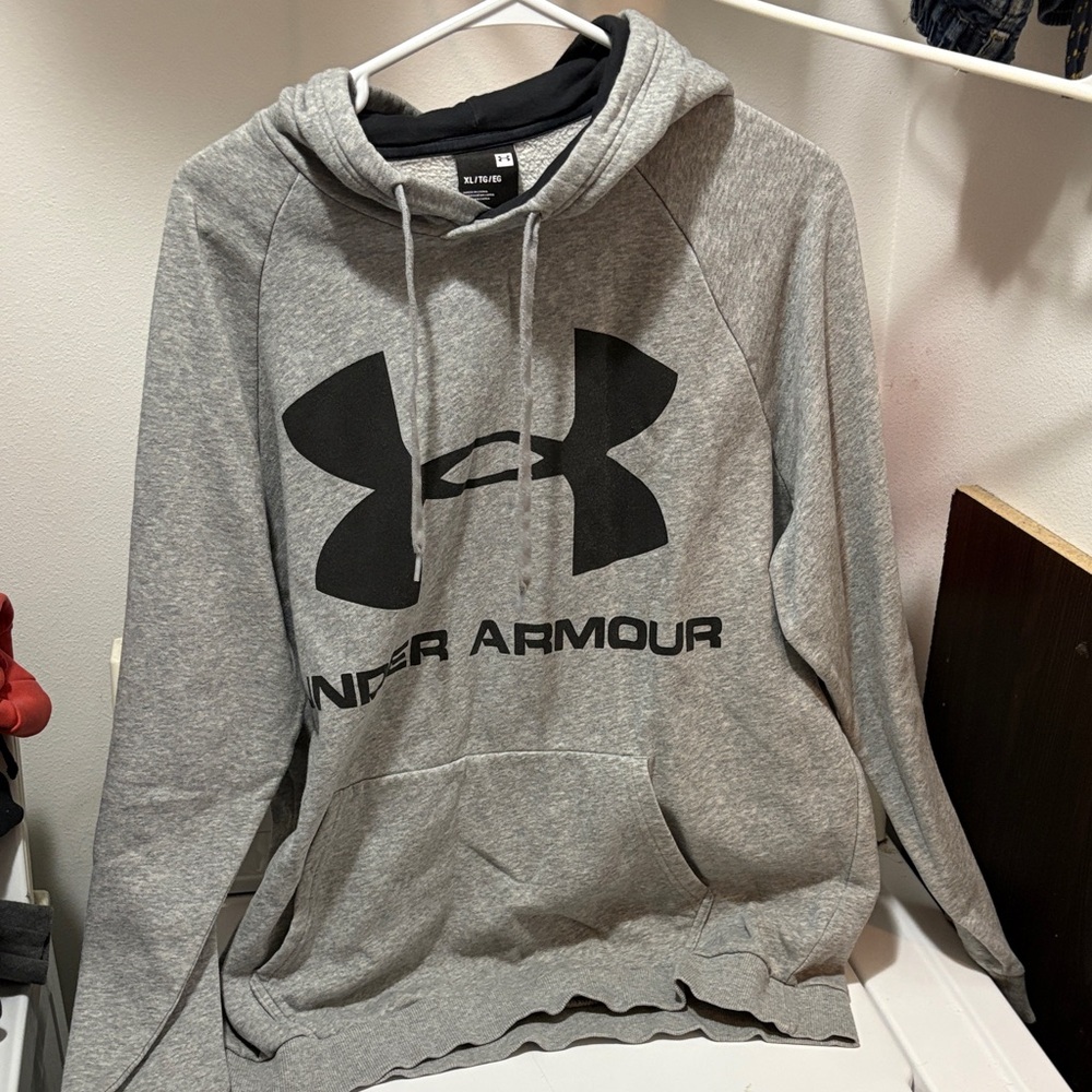 Under Armour Men's Gray Hoodie with Black Logo